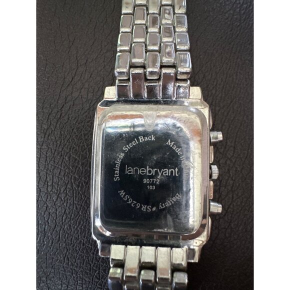 Lane Bryant Silver Watch With Mother of Pearl Face with Rhinestone Bezel & Stain - Picture 8 of 8